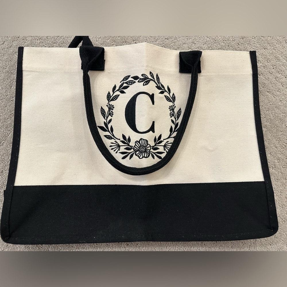 Monogrammed “C” Cotton Tote Bag, New